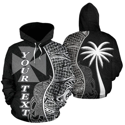 Wallis nd Futuna Polynesian Custom Personalised Hoodie Coconut Black