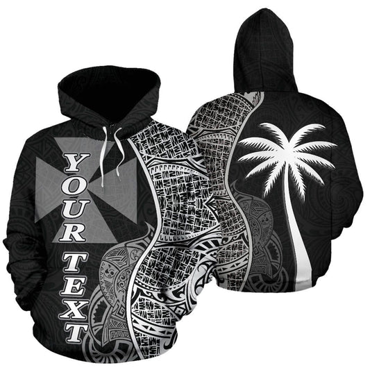 Wallis nd Futuna Polynesian Custom Personalised Hoodie Coconut Black