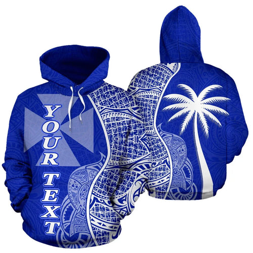 Wallis and Futuna Polynesian Custom Personalised Hoodie Coconut Blue