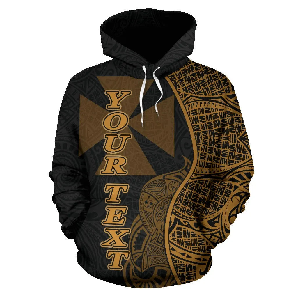 Wallis nd Futuna Polynesian Custom Personalised Hoodie Coconut Gold