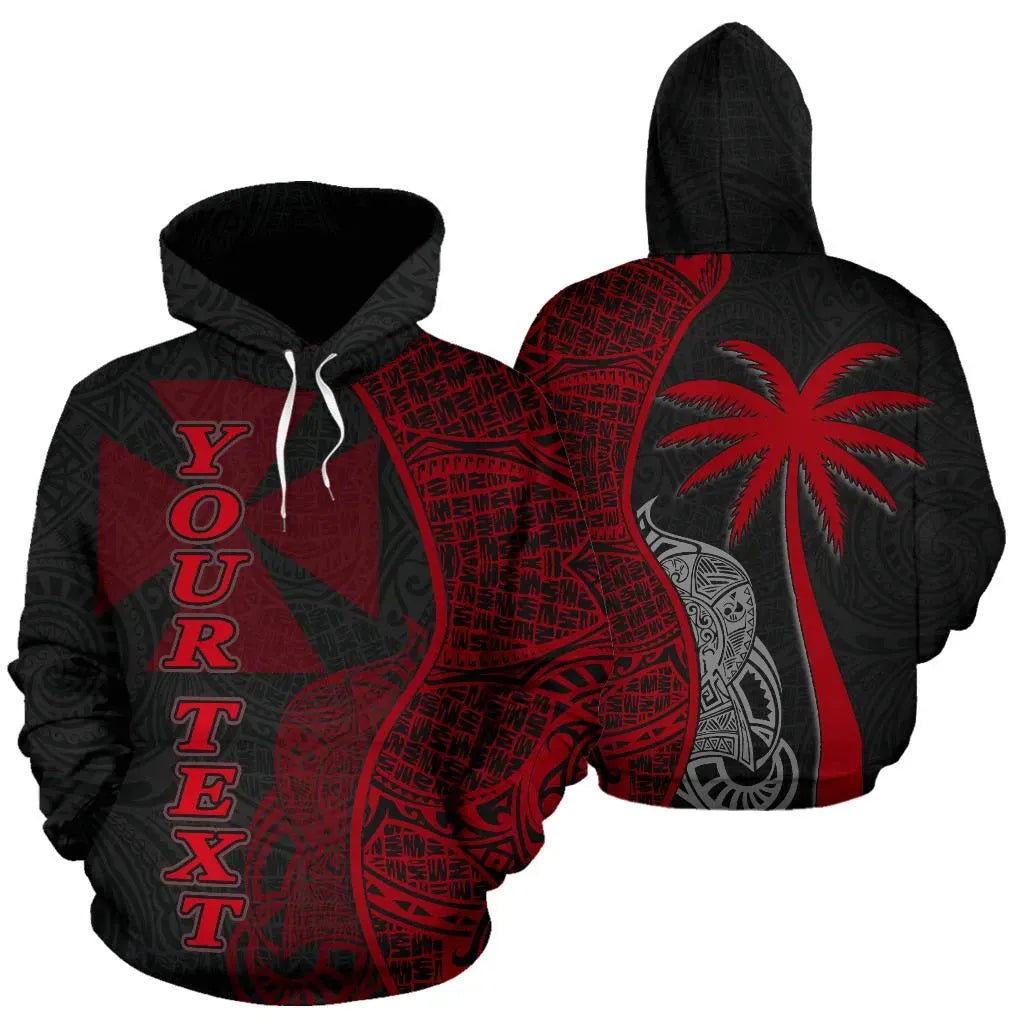 Wallis And Futuna Polynesian Custom Personalised Hoodie Coconut Red