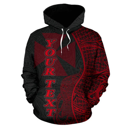 Wallis And Futuna Polynesian Custom Personalised Hoodie Coconut Red