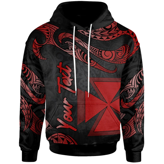 Wallis And Futuna Polynesian Custom Personalised Hoodie - Poly Tattoo Red Version