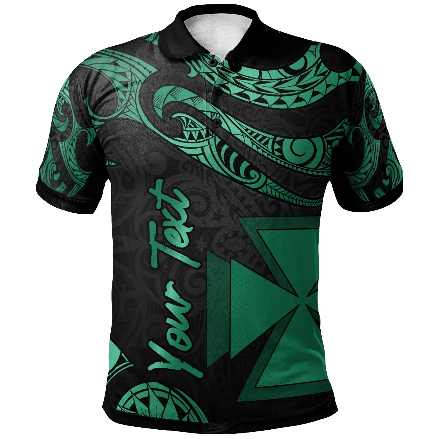 Wallis And Futuna Polynesian Custom Personalised Polo Shirt - Poly Tattoo Green Version