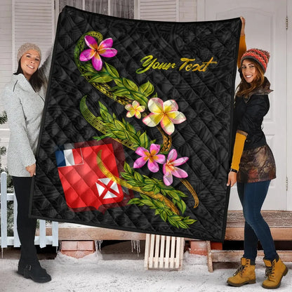 Wallis and Futuna Polynesian Custom Personalised Quilt - Plumeria Tribal