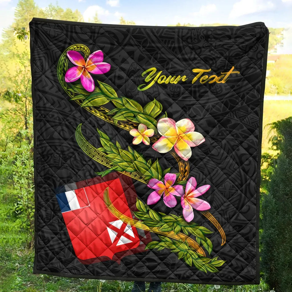 Wallis and Futuna Polynesian Custom Personalised Quilt - Plumeria Tribal
