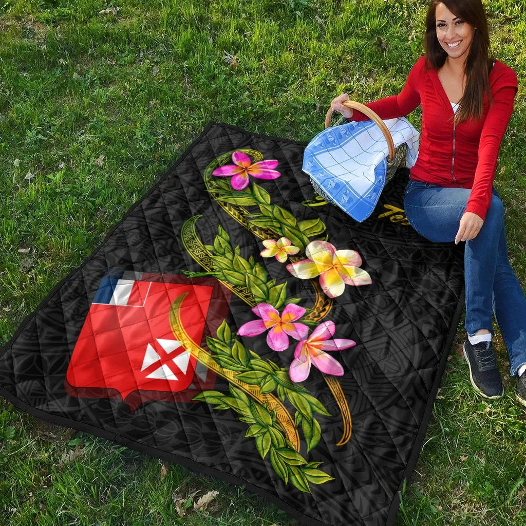 Wallis and Futuna Polynesian Custom Personalised Quilt - Plumeria Tribal