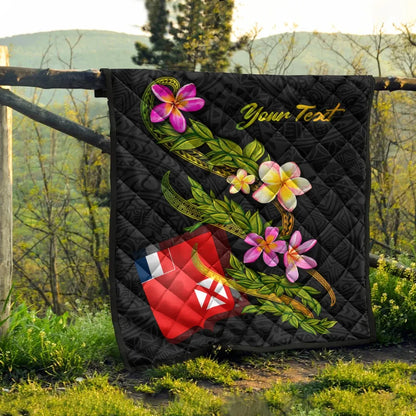Wallis and Futuna Polynesian Custom Personalised Quilt - Plumeria Tribal