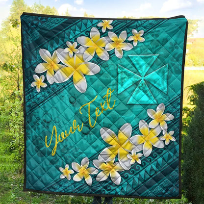 Wallis And Futuna Polynesian Custom Personalised Quilt - Plumeria With Blue Ocean