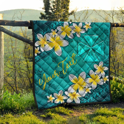 Wallis And Futuna Polynesian Custom Personalised Quilt - Plumeria With Blue Ocean