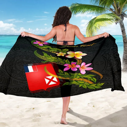 Wallis and Futuna Polynesian Custom Personalised Sarong - Plumeria Tribal