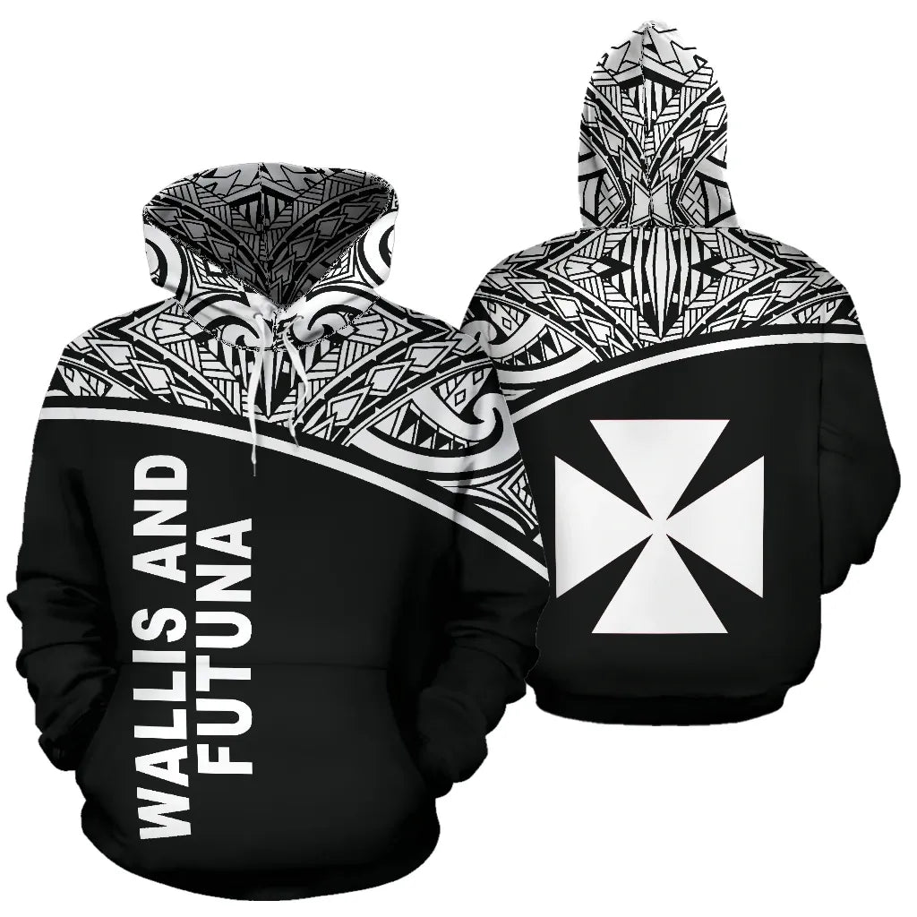 Wallis And Futuna Polynesian Hoodie - Black Curve