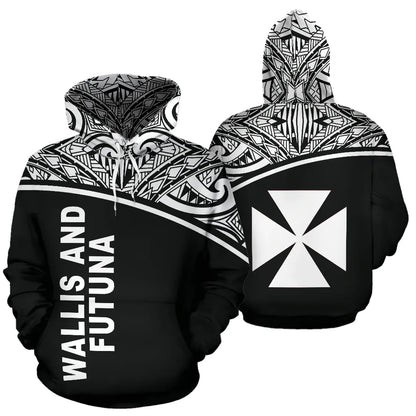 Wallis And Futuna Polynesian Hoodie - Black Curve