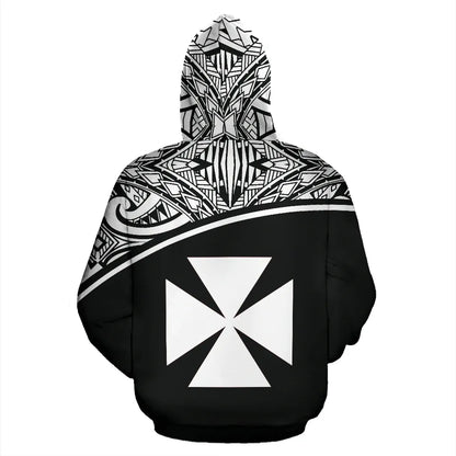 Wallis And Futuna Polynesian Hoodie - Black Curve