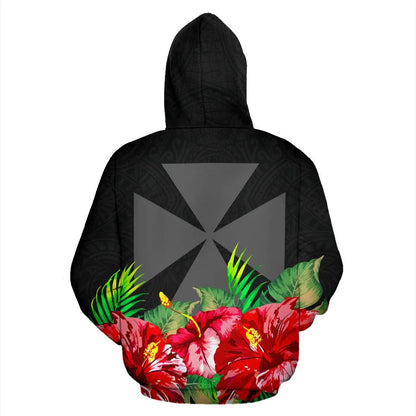 Wallis nd Futuna Polynesian Hoodie Black Hibiscus