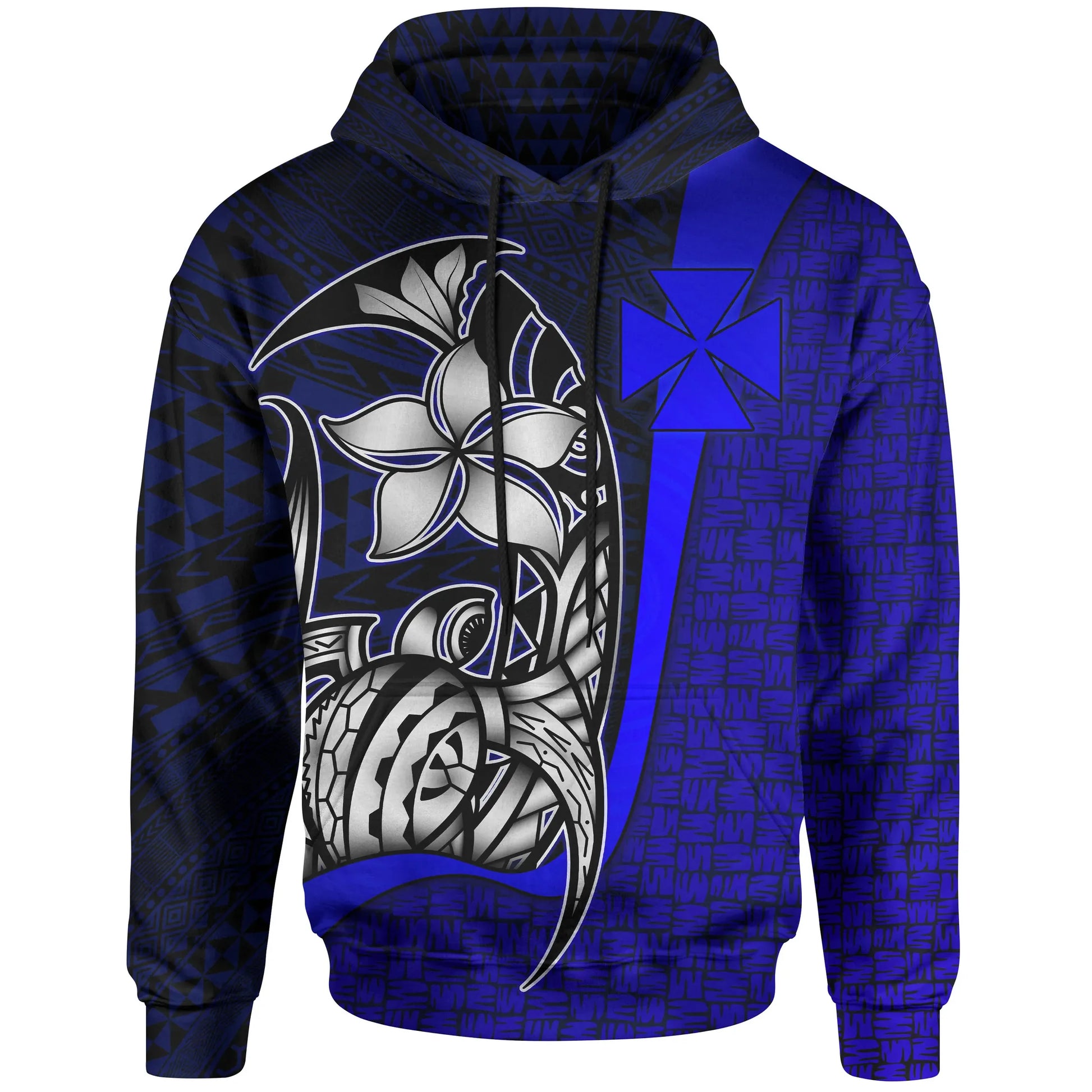 Wallis'nd Futuna Polynesian Hoodie Blue - Turtle with Hook