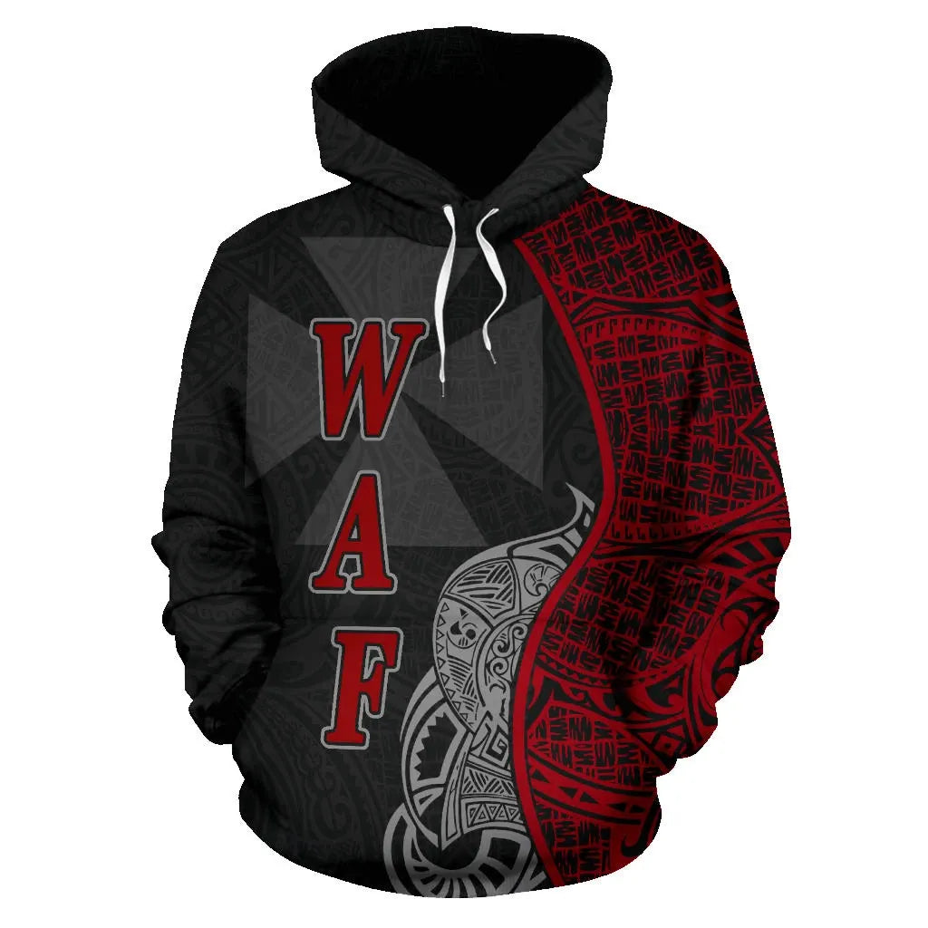 Wallis And Futuna Polynesian Hoodie Coconut Tree Red