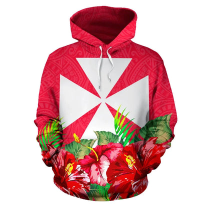 Wallis And Futuna Polynesian Hoodie Flag Hibiscus