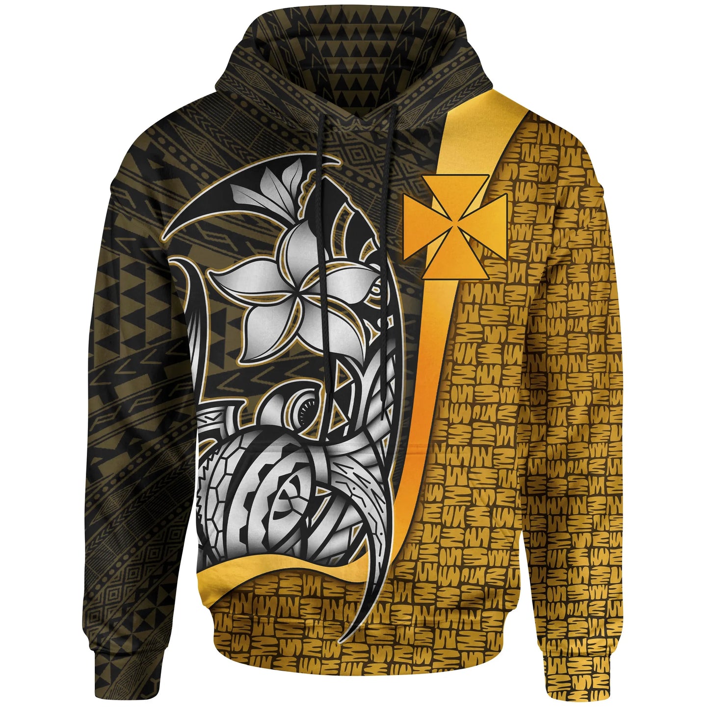 Wallis'nd Futuna Polynesian Hoodie Gold - Turtle with Hook