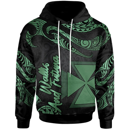 Wallis And Futuna Polynesian Hoodie - Poly Tattoo Green Version