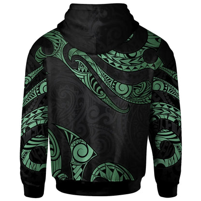 Wallis And Futuna Polynesian Hoodie - Poly Tattoo Green Version