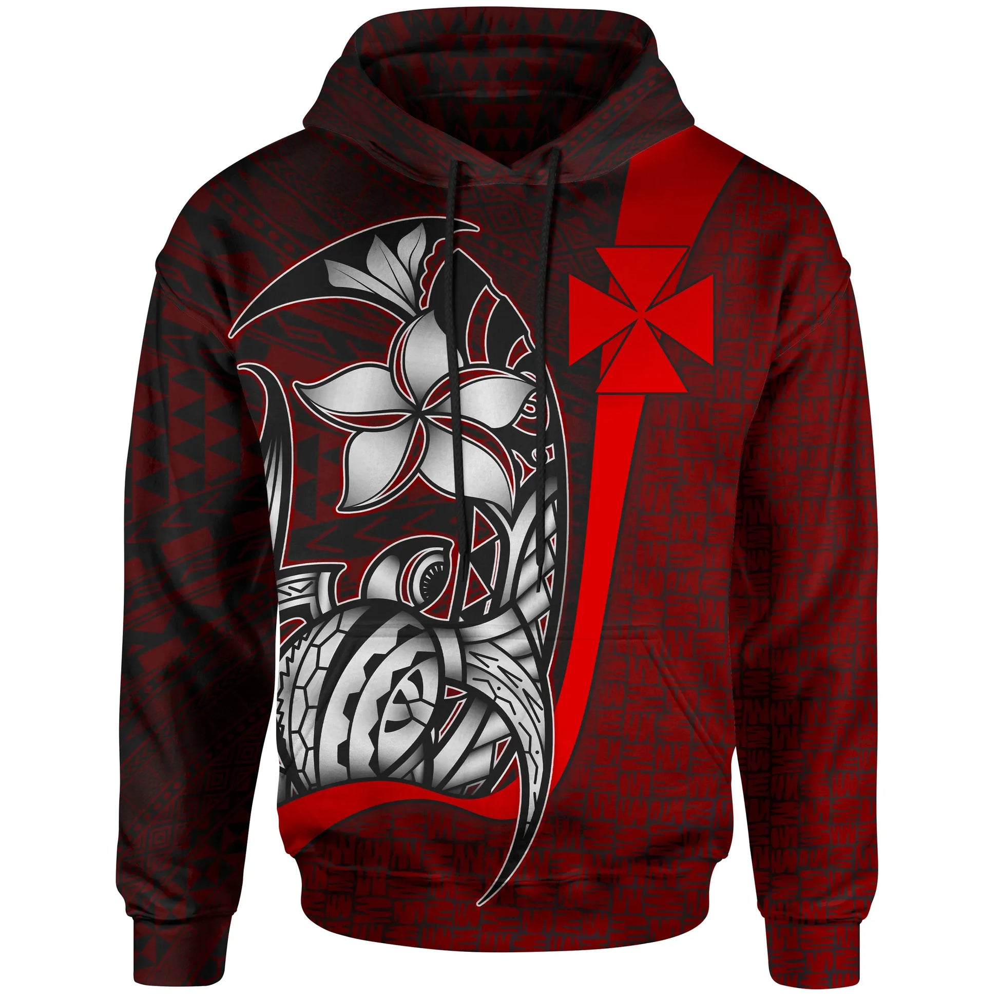 Wallis'nd Futuna Polynesian Hoodie Red - Turtle with Hook