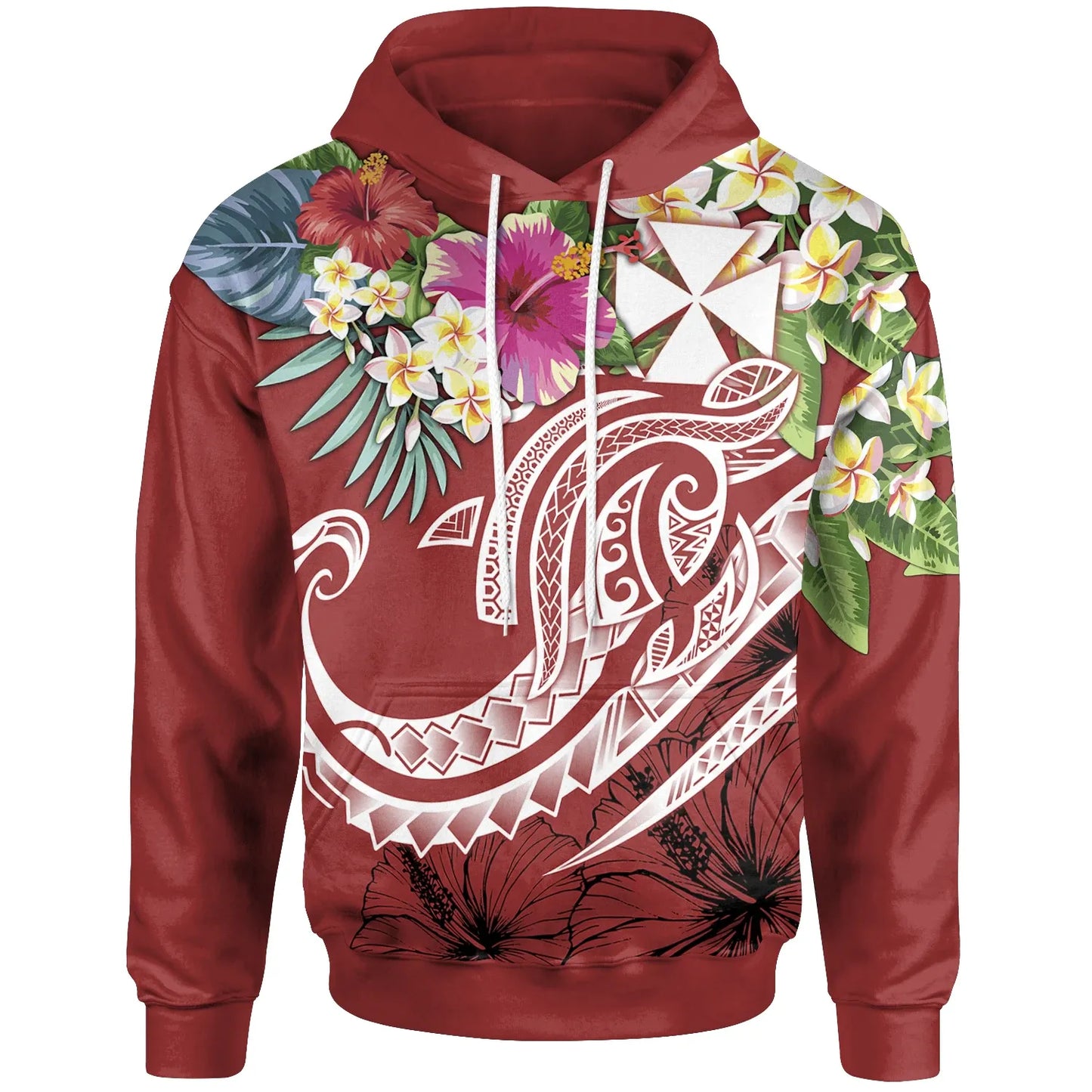Wallis and Futuna Polynesian Hoodie - Summer Plumeria (Red)
