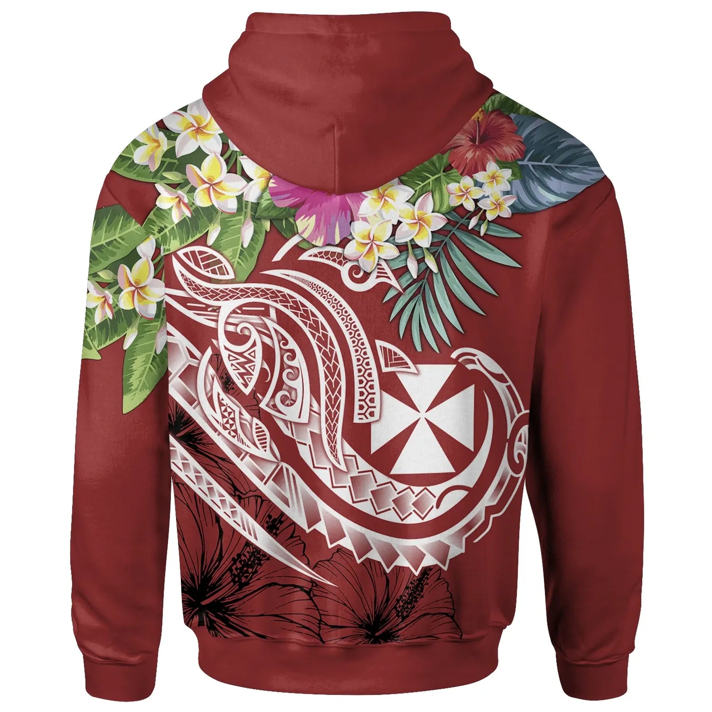 Wallis and Futuna Polynesian Hoodie - Summer Plumeria (Red)