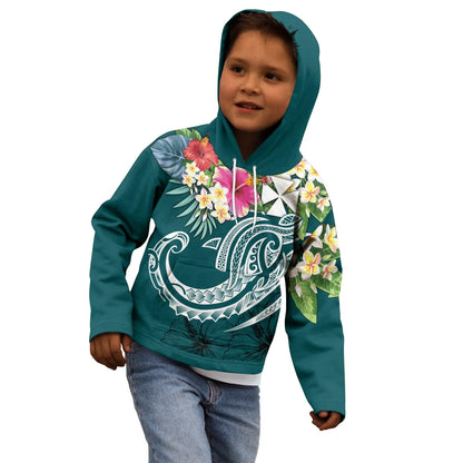 Wallis and Futuna Polynesian Hoodie - Summer Plumeria (Turquoise)