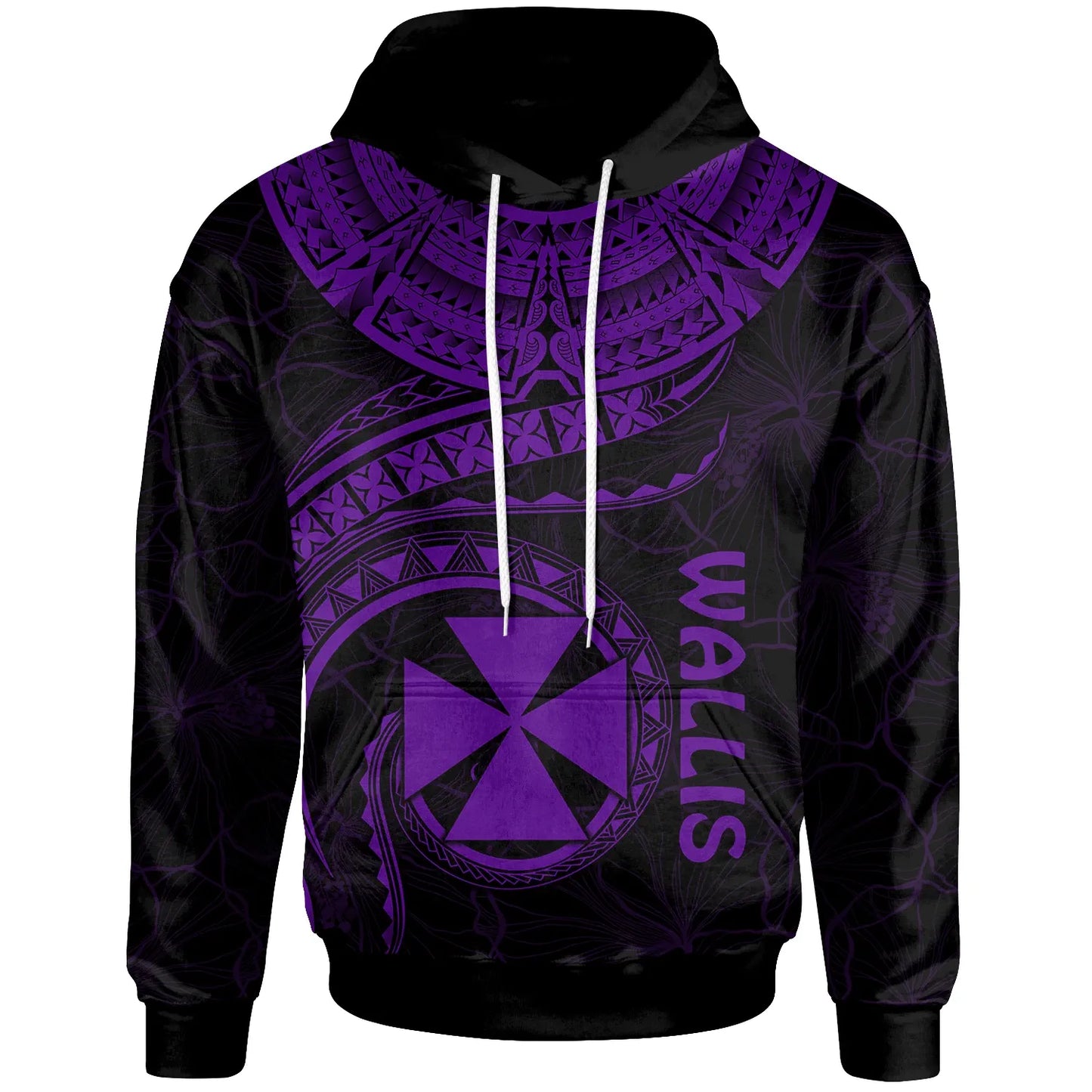 Wallis and Futuna Polynesian Hoodie - Wallis and Futuna Waves (Purple)