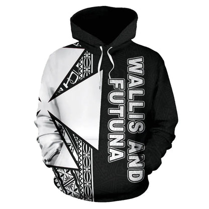 Wallis and Futuna Polynesian Hoodie - Black Line
