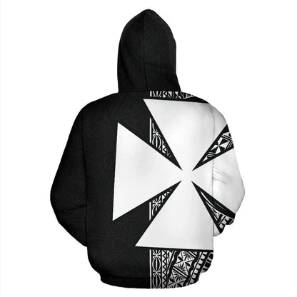 Wallis and Futuna Polynesian Hoodie - Black Line