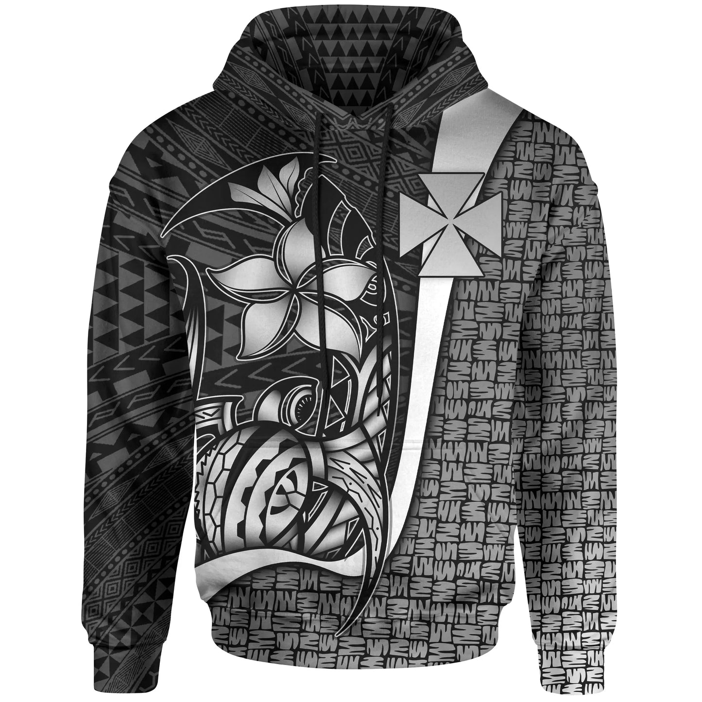 Wallis And Futuna Polynesian Hoodie White - Turtle with Hook