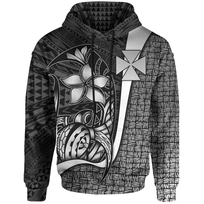 Wallis And Futuna Polynesian Hoodie White - Turtle with Hook