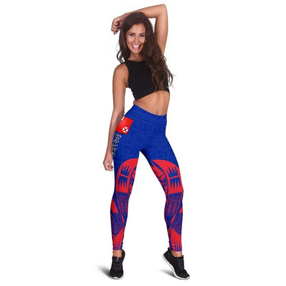 Wallis And Futuna Polynesian Legging - Polynesian Tattoo Flag Version