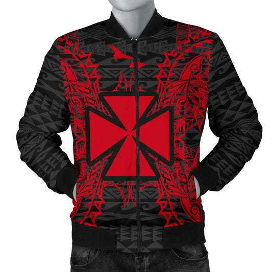 Wallis And Futuna Polynesian Bomber Jacket Map Red