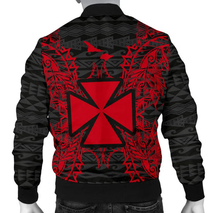 Wallis And Futuna Polynesian Bomber Jacket Map Red