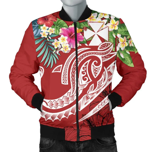 Wallis and Futuna Polynesian Bomber Jacket - Summer Plumeria (Red)