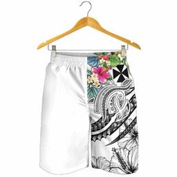 Wallis and Futuna Polynesian Men Shorts - Summer Plumeria (White)