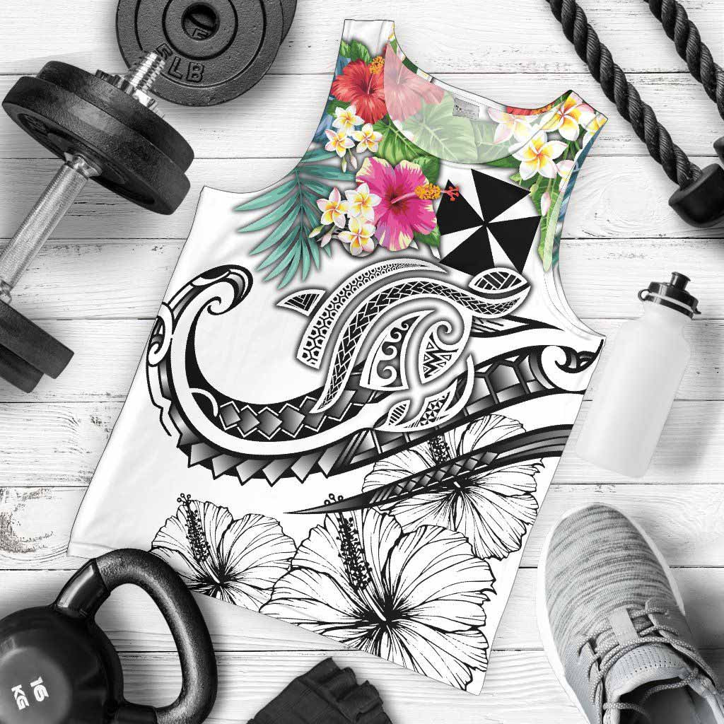 Wallis and Futuna Polynesian Men Tank Top - Summer Plumeria (White)