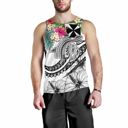Wallis and Futuna Polynesian Men Tank Top - Summer Plumeria (White)