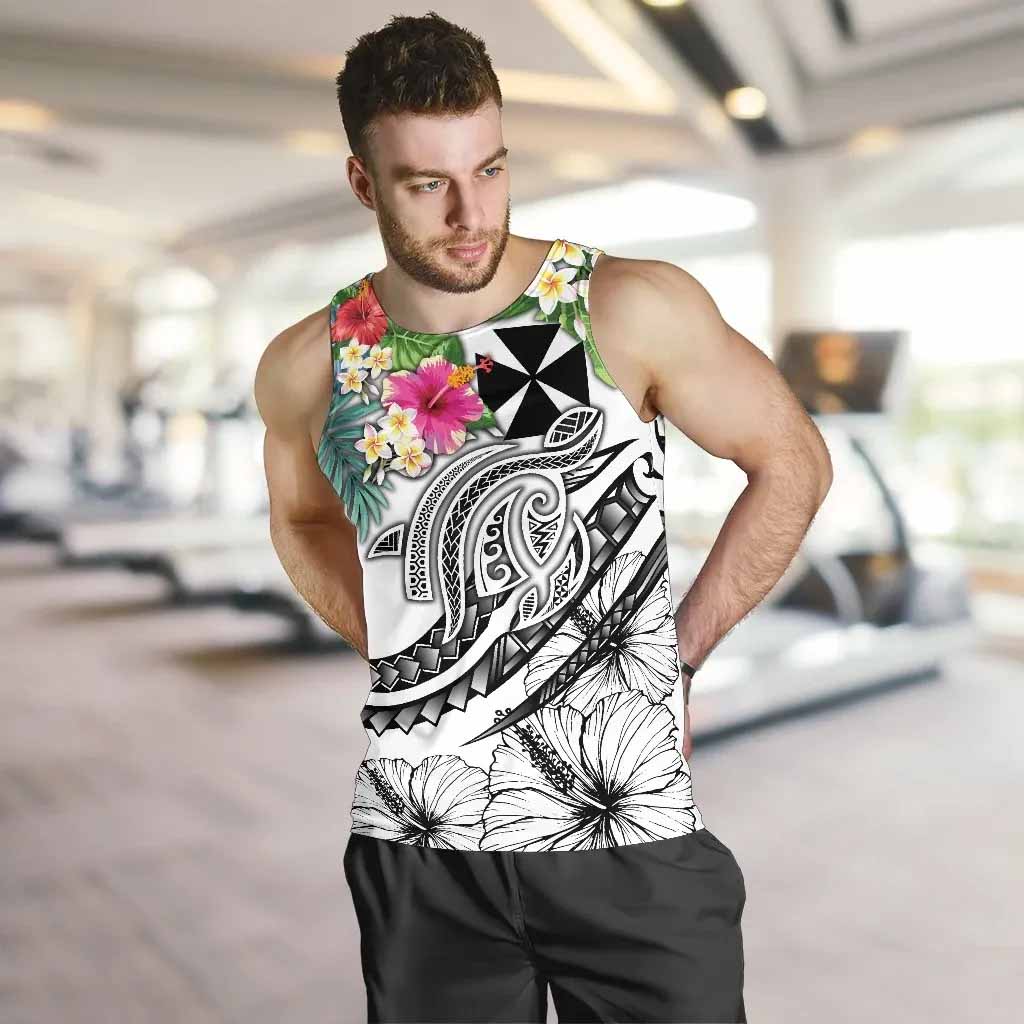 Wallis and Futuna Polynesian Men Tank Top - Summer Plumeria (White)