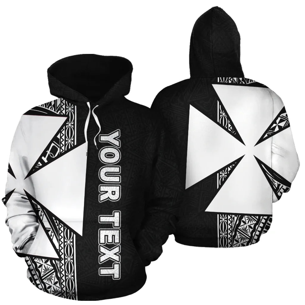 Wallis and Futuna Polynesian Personalised Custom Hoodie - Black Line