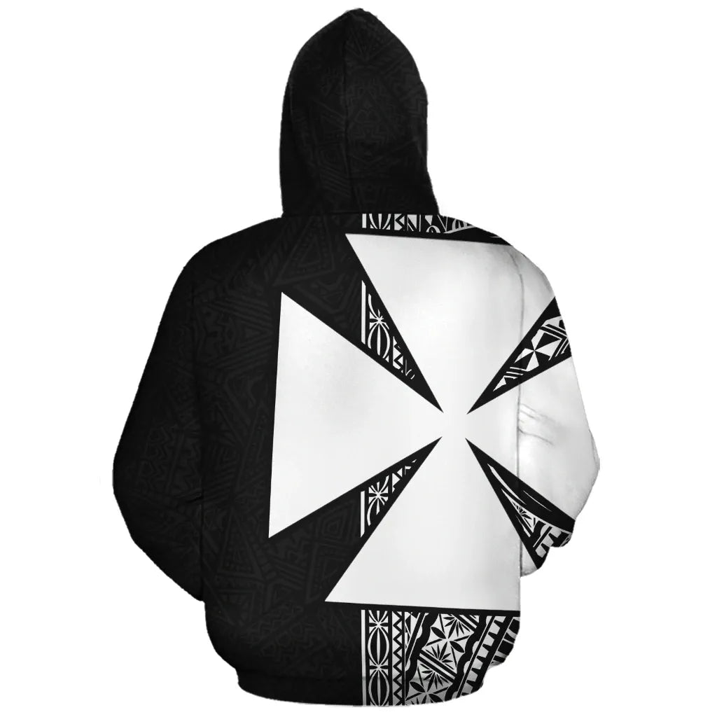 Wallis and Futuna Polynesian Personalised Custom Hoodie - Black Line