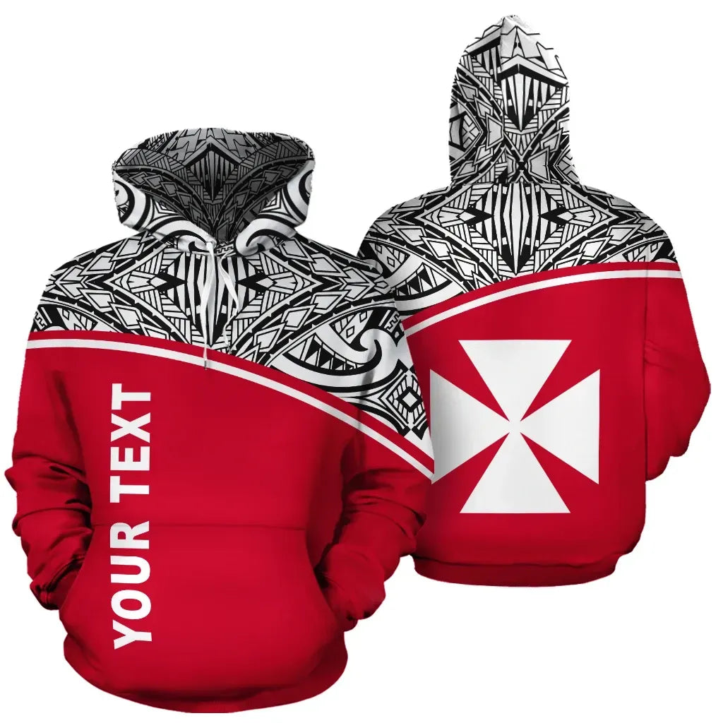 Wallis and Futuna Polynesian Personalised Custom Hoodie - Red Curve