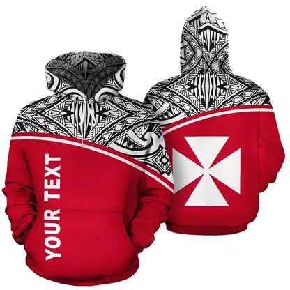 Wallis and Futuna Polynesian Personalised Custom Hoodie - Red Curve