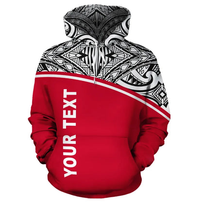 Wallis and Futuna Polynesian Personalised Custom Hoodie - Red Curve