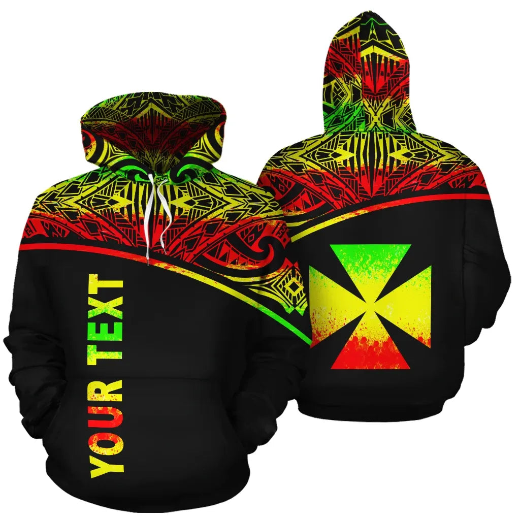 Wallis and Futuna Polynesian Personalised Custom Hoodie - Reggae Curve