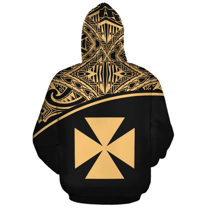 Wallis and Futuna Polynesian Personalised Custom Hoodie - Yellow Curve
