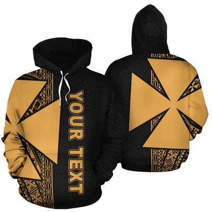 Wallis and Futuna Polynesian Personalised Custom Hoodie - Yellow Line